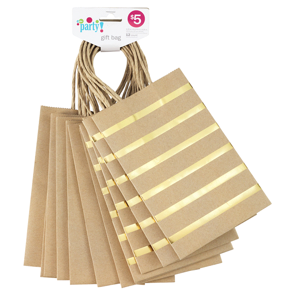slide 1 of 1, Meijer Kraft Gift Bags, Assorted Styles, 12 ct
