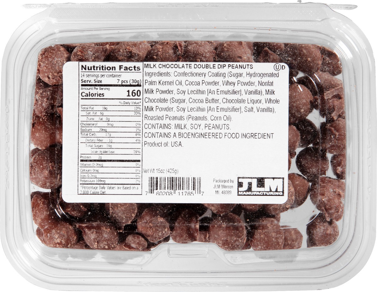 slide 3 of 9, JLM Manufacturing Double Dip Milk Chocolate Peanuts 15 oz, 15 oz