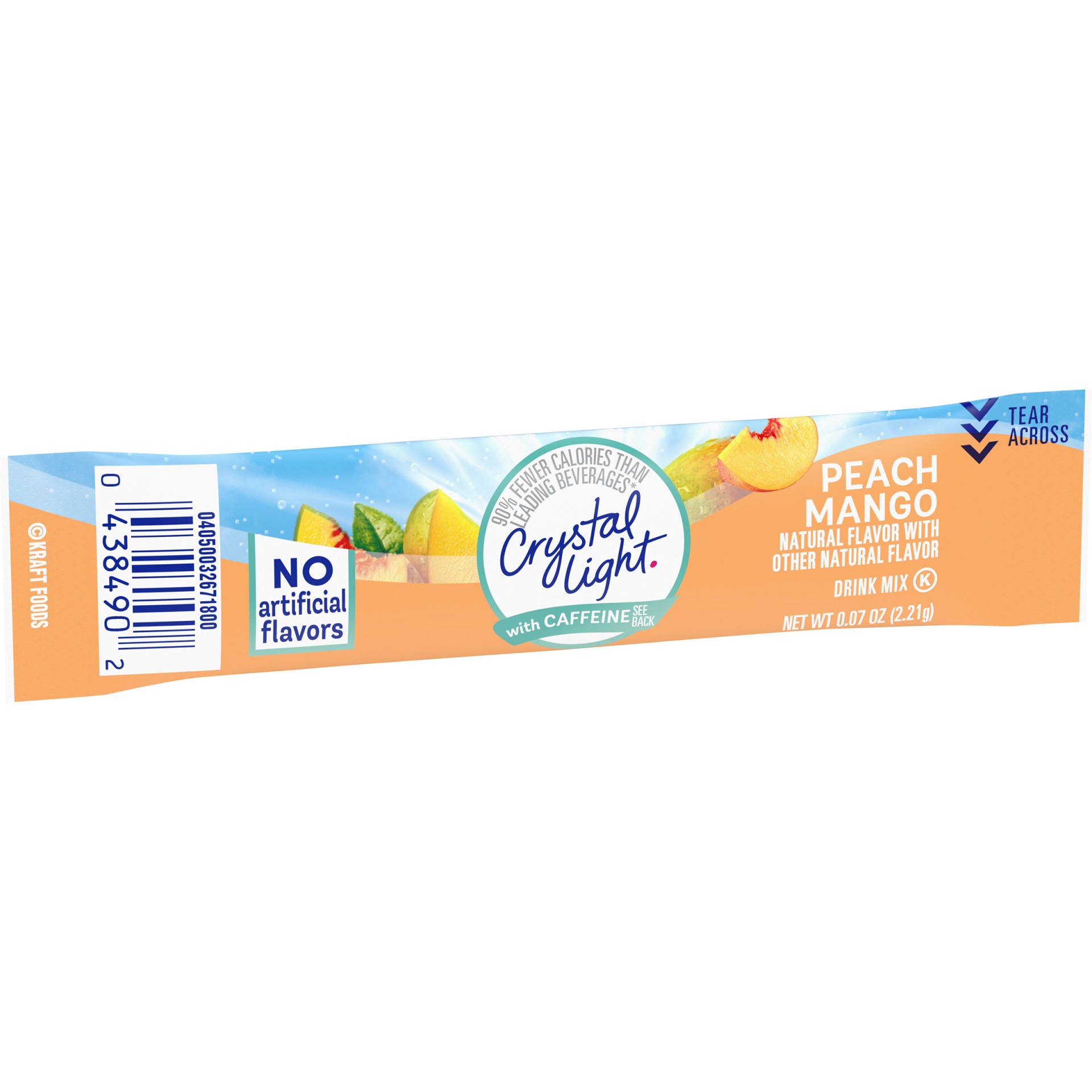 slide 3 of 10, Crystal Light Peach Mango On-The-Go Powdered Drink Mix with Caffeine, 0.07 oz Packet, 0.07 oz