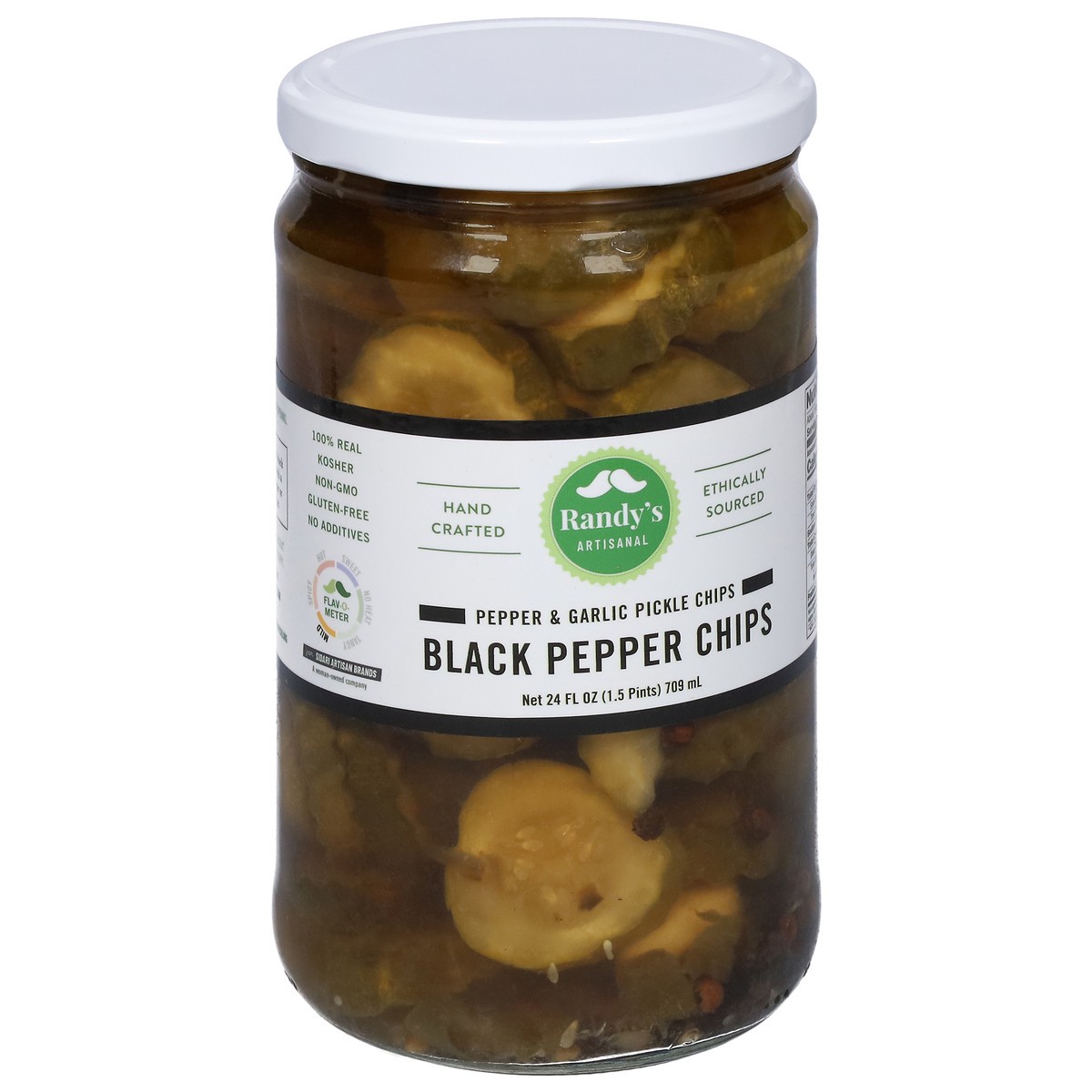 slide 5 of 9, Randy's Artisanal Pepper & Garlic Black Pepper Pickle Chips 24 fl oz, 24 fl oz