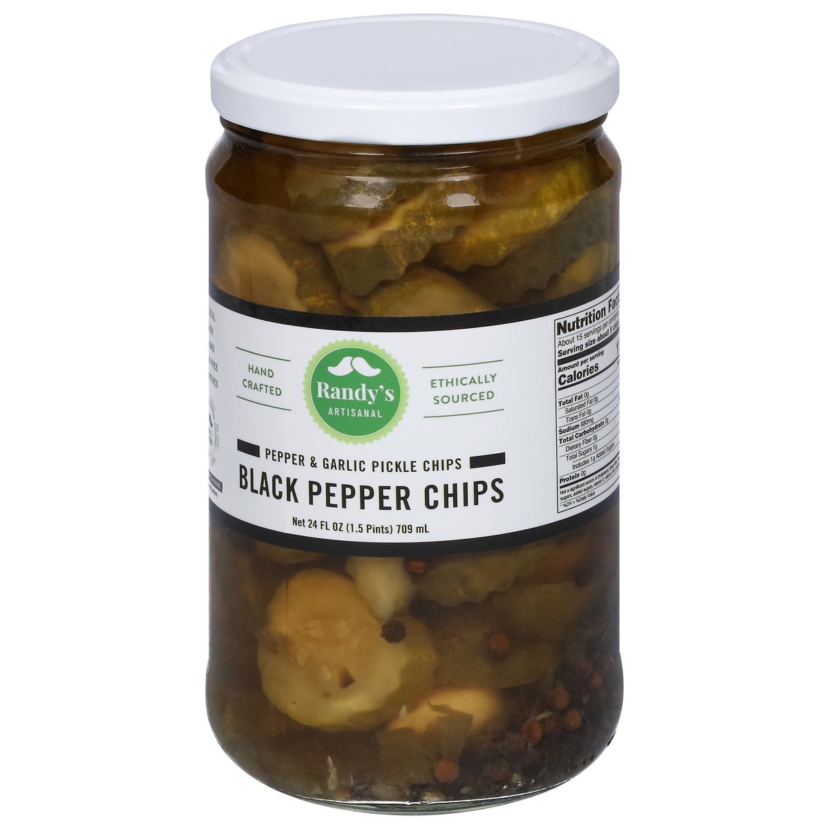 slide 7 of 9, Randy's Artisanal Pepper & Garlic Black Pepper Pickle Chips 24 fl oz, 24 fl oz