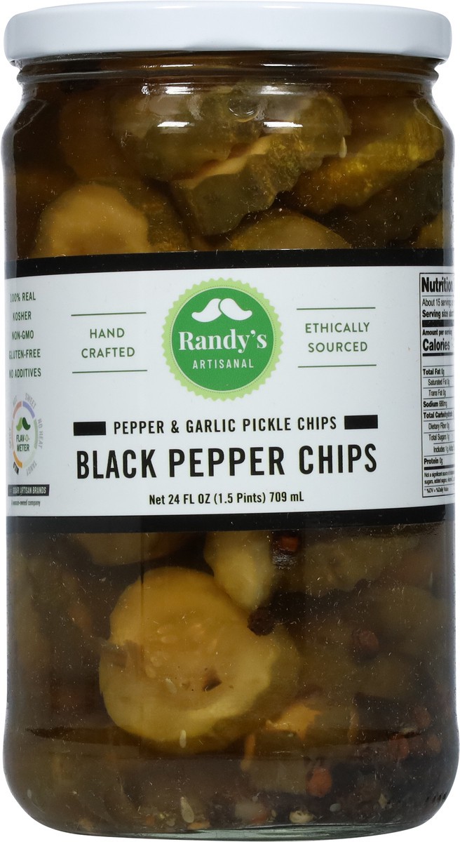 slide 8 of 9, Randy's Artisanal Pepper & Garlic Black Pepper Pickle Chips 24 fl oz, 24 fl oz