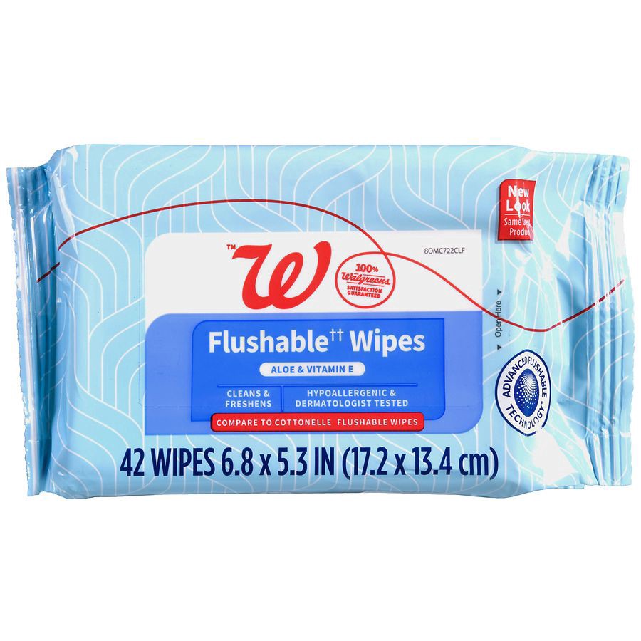 slide 3 of 5, Walgreens Flushable Wipes with Aloe & Vitamin E Light Fresh, 168 sheets 42 ct x 4 ct