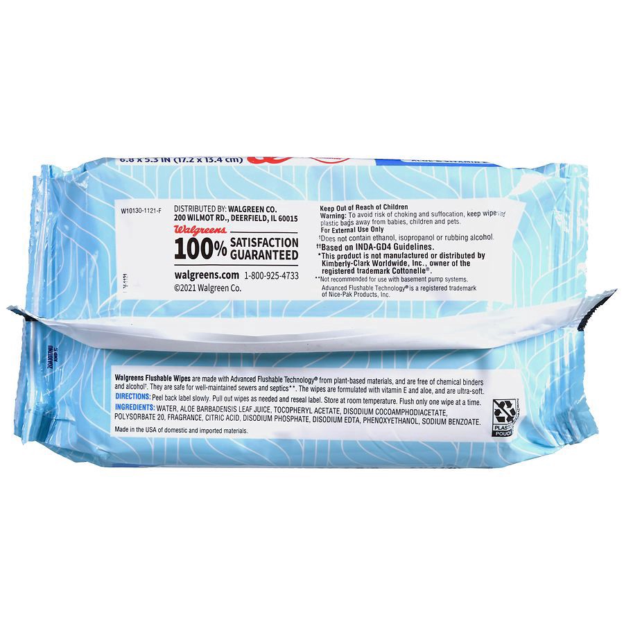 slide 2 of 5, Walgreens Flushable Wipes with Aloe & Vitamin E Light Fresh, 168 sheets 42 ct x 4 ct