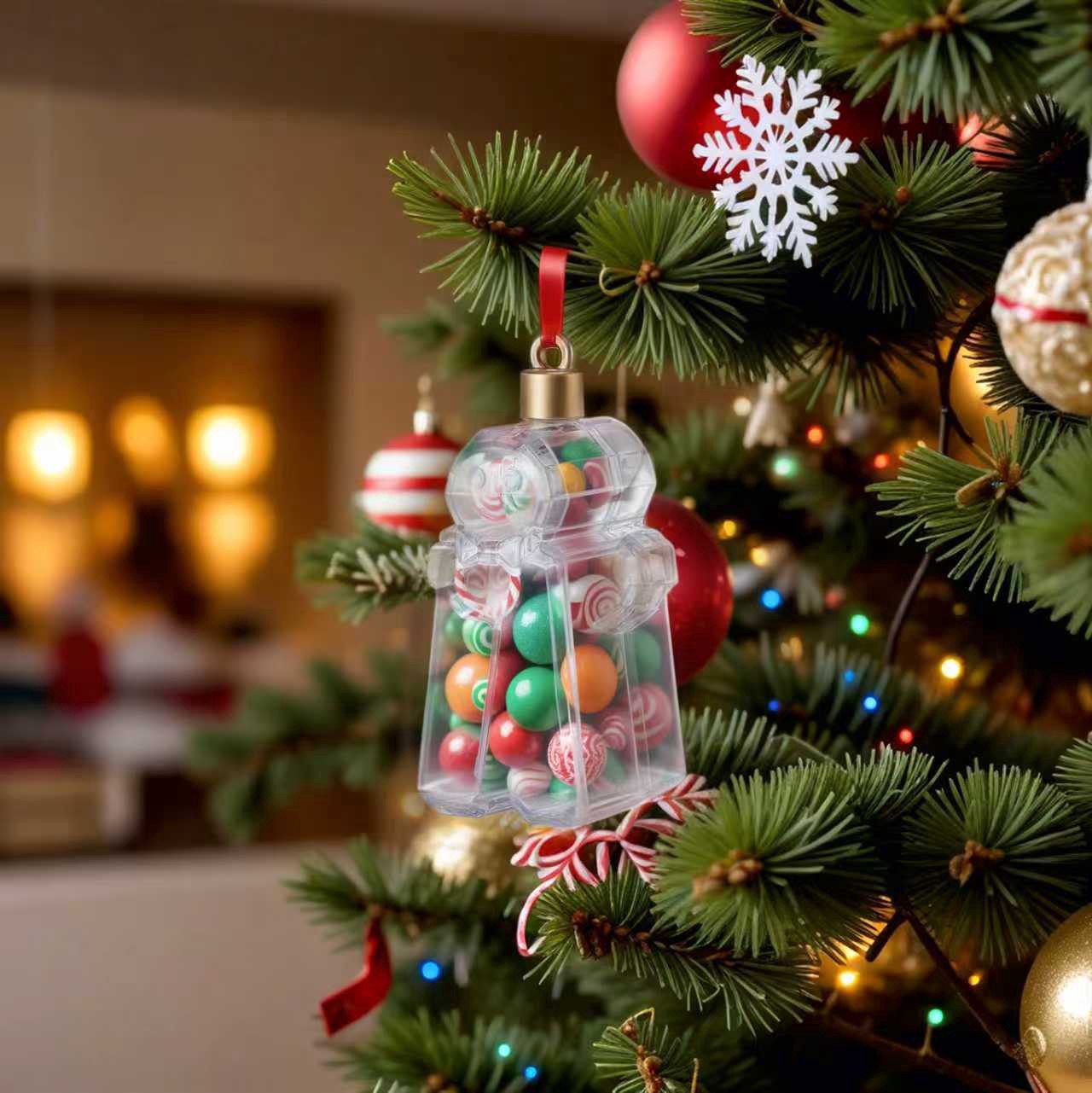 slide 2 of 2, 3.5" Clear Fillable Diy Plastic Gingerbread Cookie Ornament By Make Market, 1.97 in x 1.97 in x 3.62 in