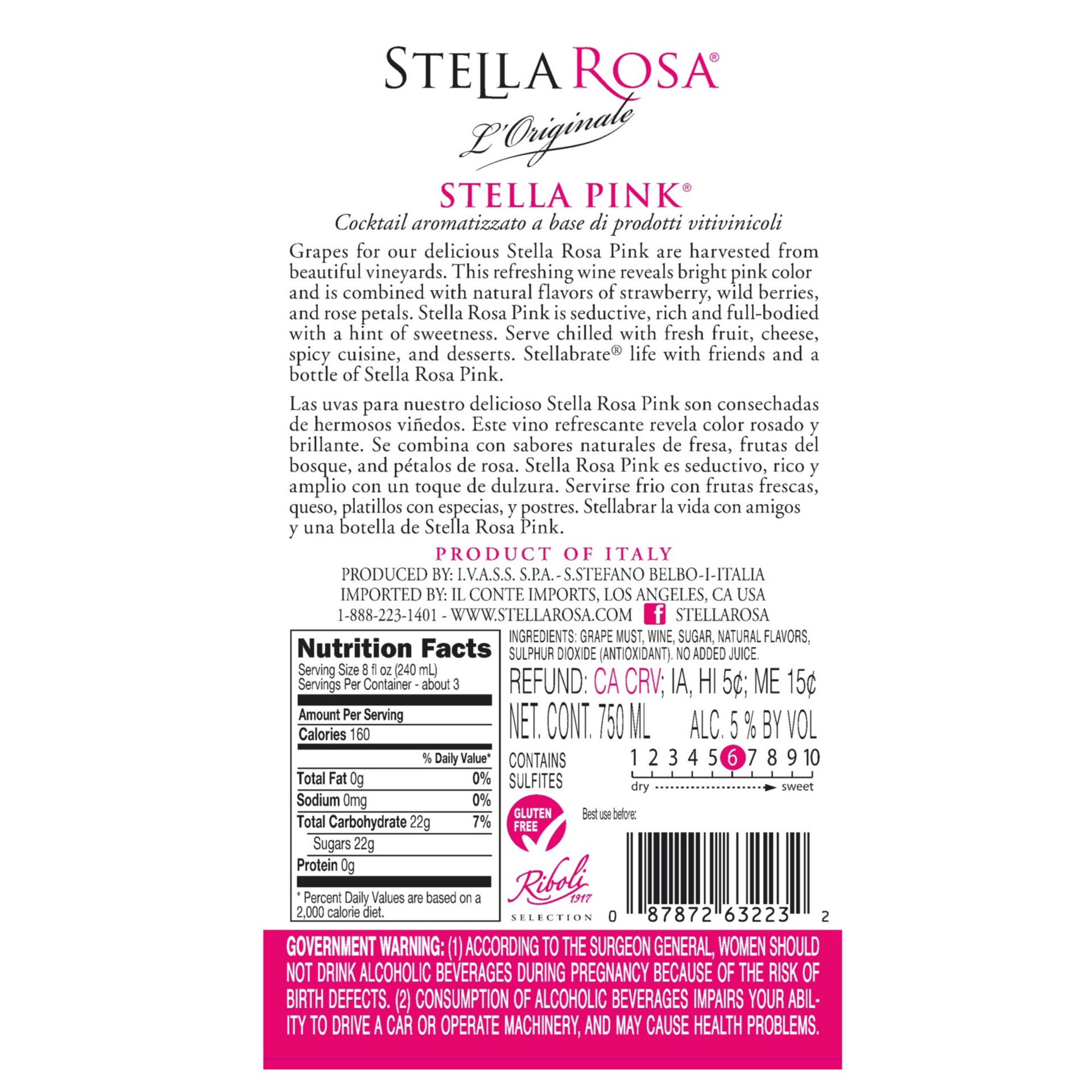 slide 4 of 9, Stella Rosa Semi-Sweet Stella Pink Wine 25.4 fl oz, 750 ml