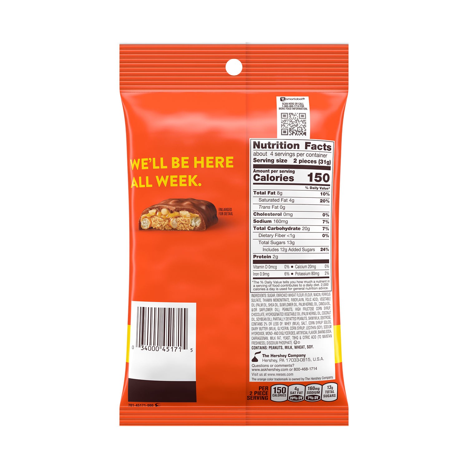 slide 3 of 4, Reese's TAKE 5 Pretzel, Peanut and Chocolate Snack Size, Candy Bag- 4.4 oz, 4.4 oz