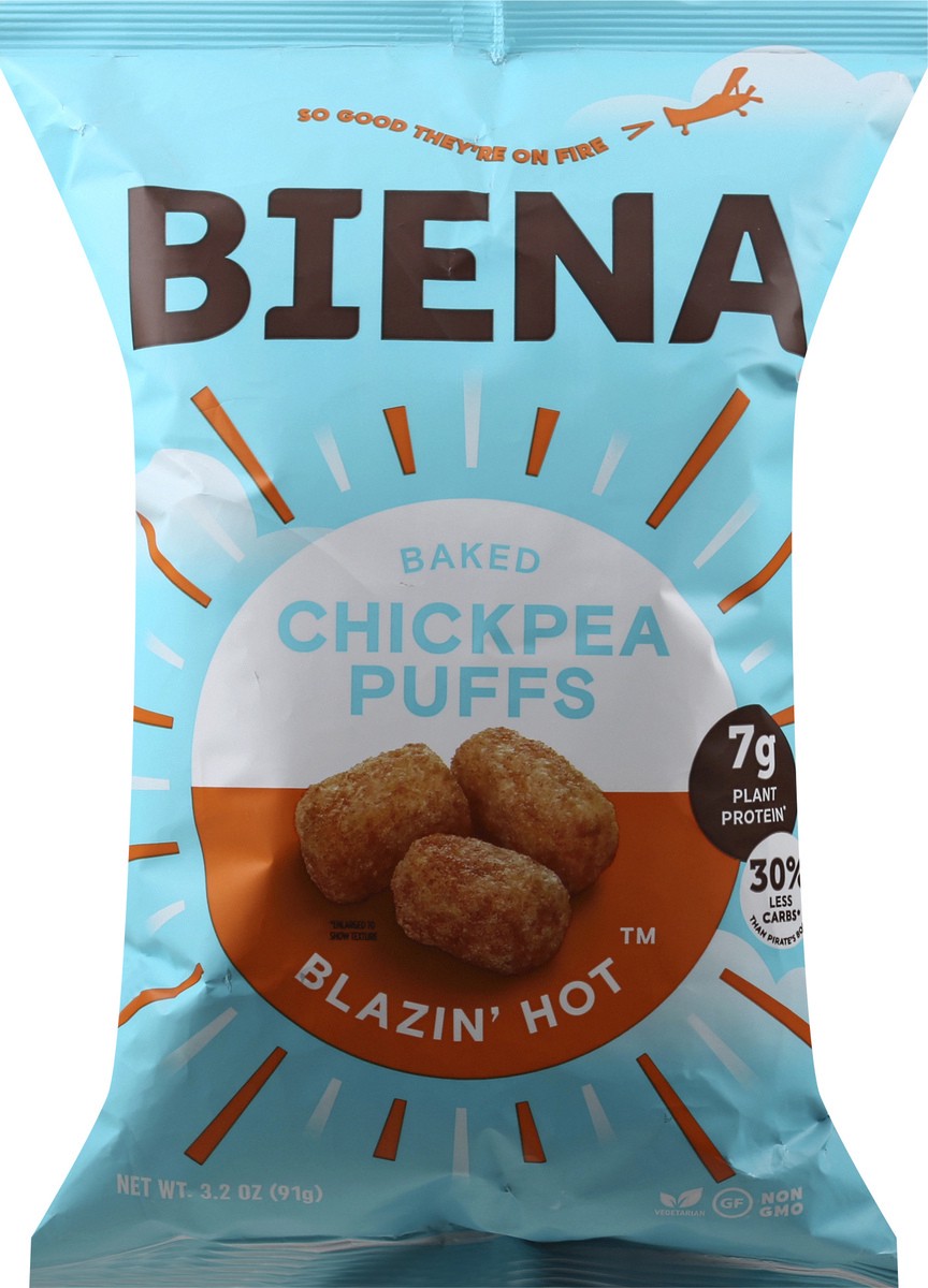 slide 4 of 12, Biena Baked Blazin' Hot Chickpea Puffs 3.2 oz, 3.2 oz