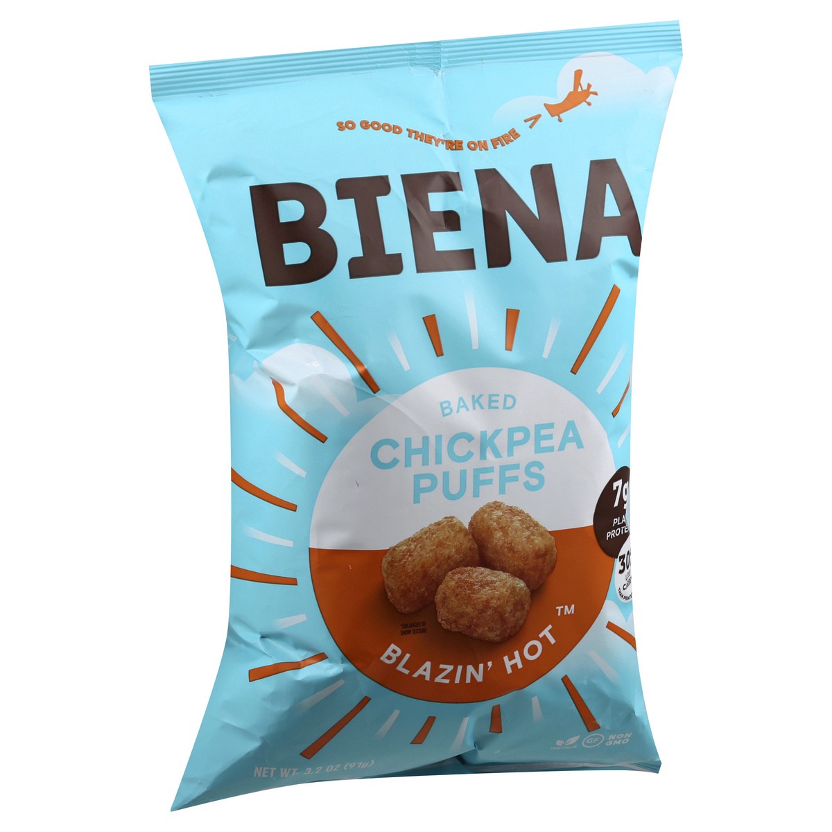 slide 5 of 12, Biena Baked Blazin' Hot Chickpea Puffs 3.2 oz, 3.2 oz