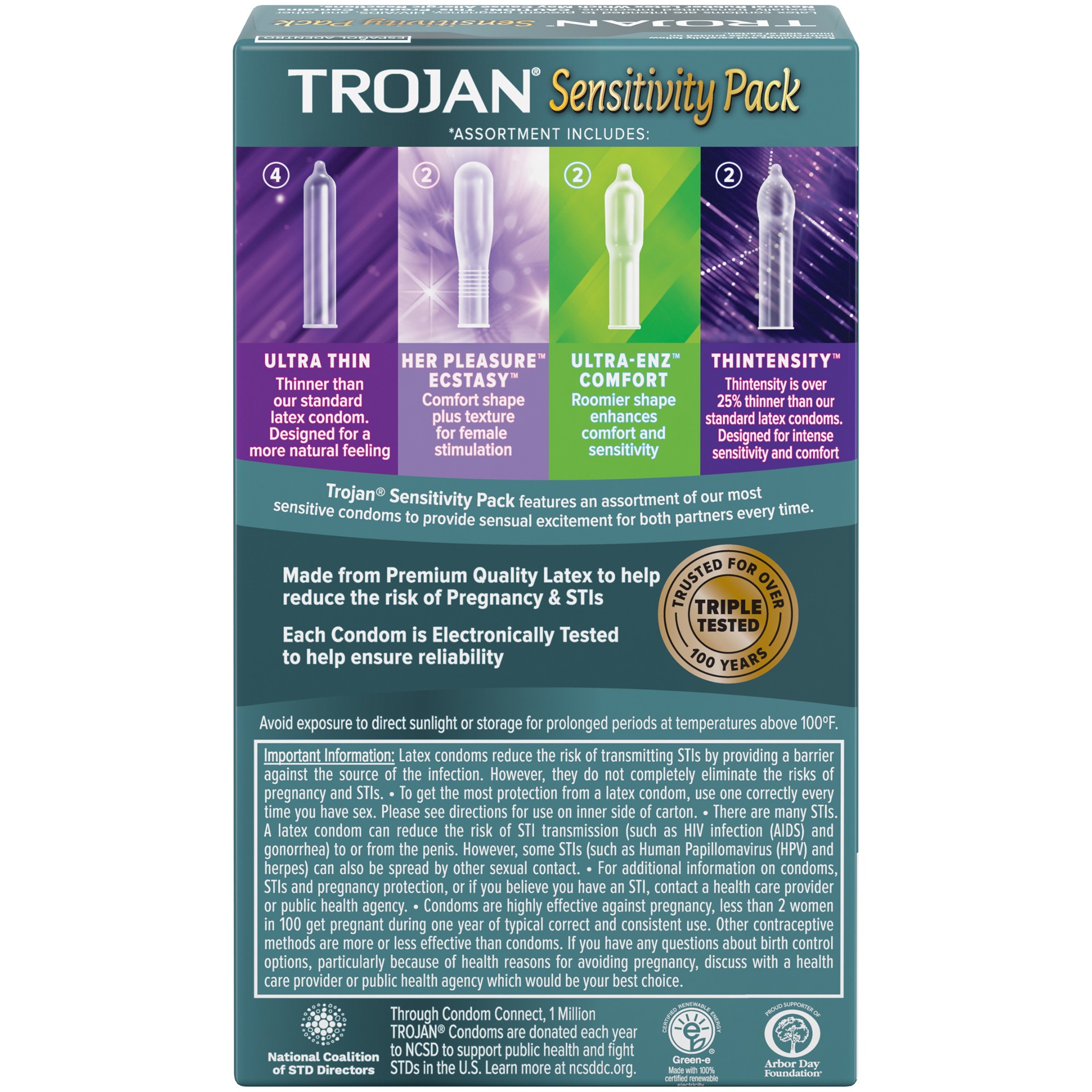 slide 3 of 5, Trojan Sensitivity Variety Pack Lubricated Condoms - 10 Count, 10 ct