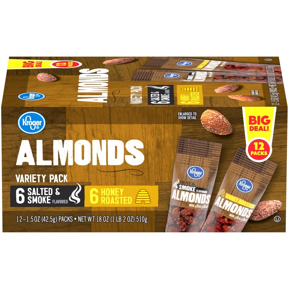 slide 1 of 1, Kroger Almonds Variety Pack, 12 ct; 1.5 oz