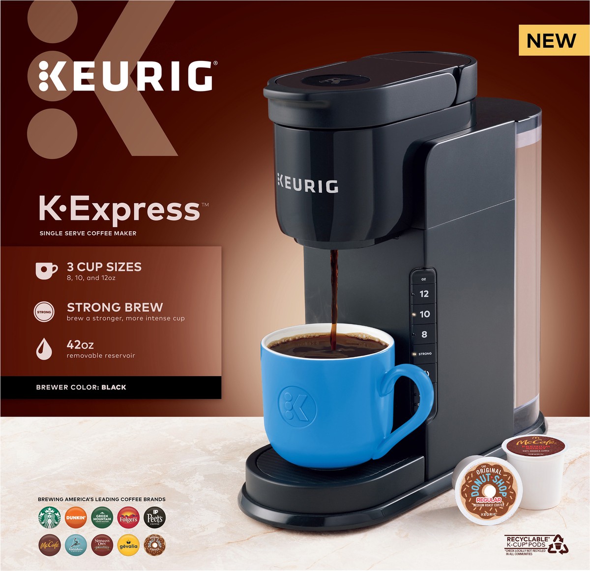 slide 3 of 7, Keurig K-Express Single Serve K-Cup Pod Coffee Maker, Black, 1 ct