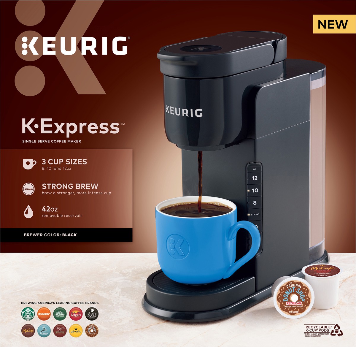 slide 5 of 7, Keurig K-Express Single Serve K-Cup Pod Coffee Maker, Black, 1 ct