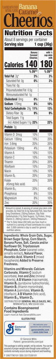 slide 10 of 14, Cheerios Banana Caramel Cheerios Gluten Free, Made with Whole Grain Oats, Limited Edition, 10.9 oz, 10.9 oz