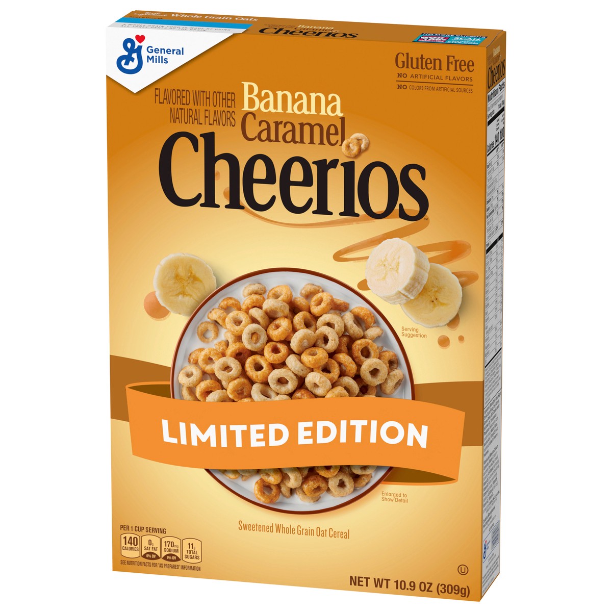 slide 7 of 14, Cheerios Banana Caramel Cheerios Gluten Free, Made with Whole Grain Oats, Limited Edition, 10.9 oz, 10.9 oz