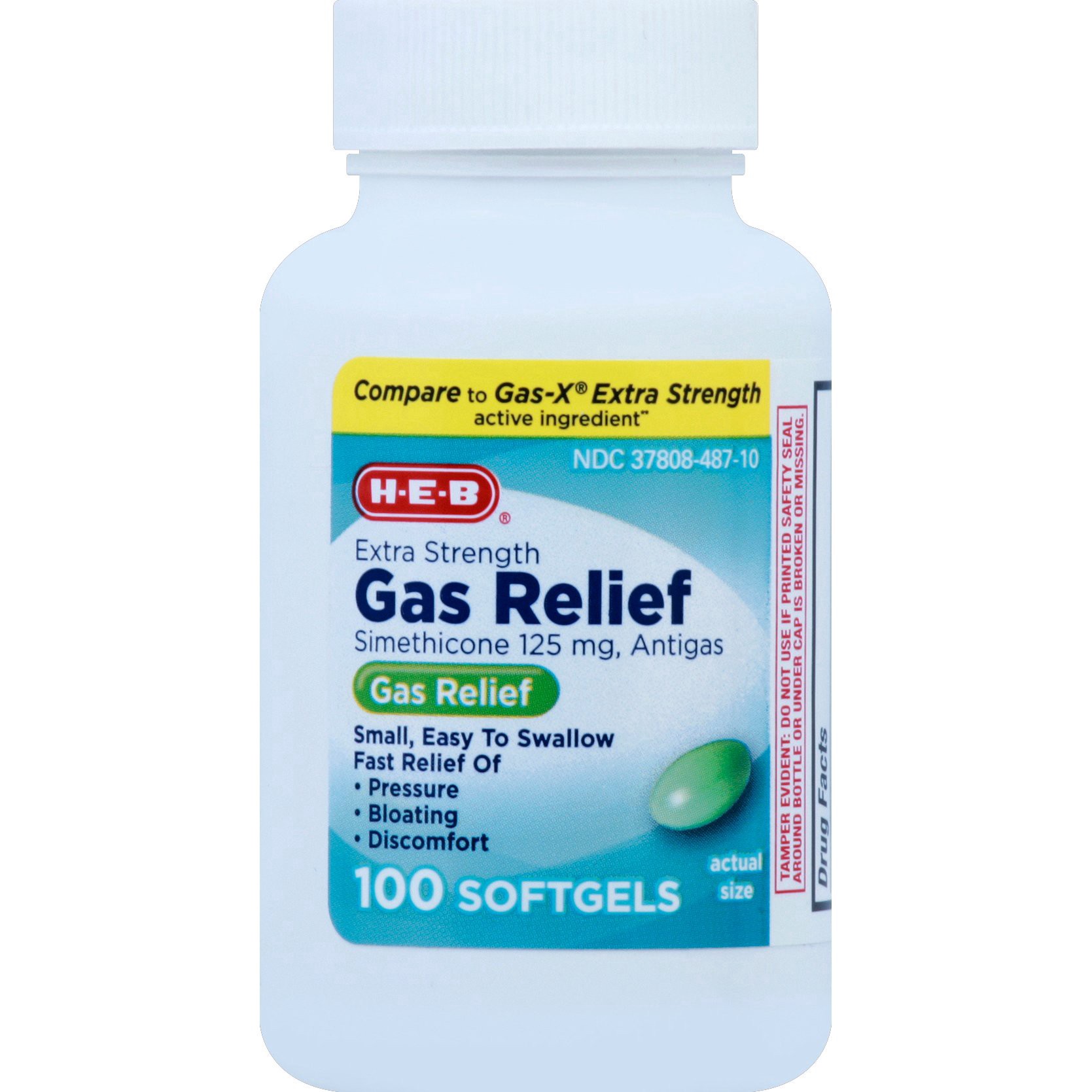 slide 1 of 1, H-E-B Extra Strength Gas Relief 125 mg Softgels, 100 ct