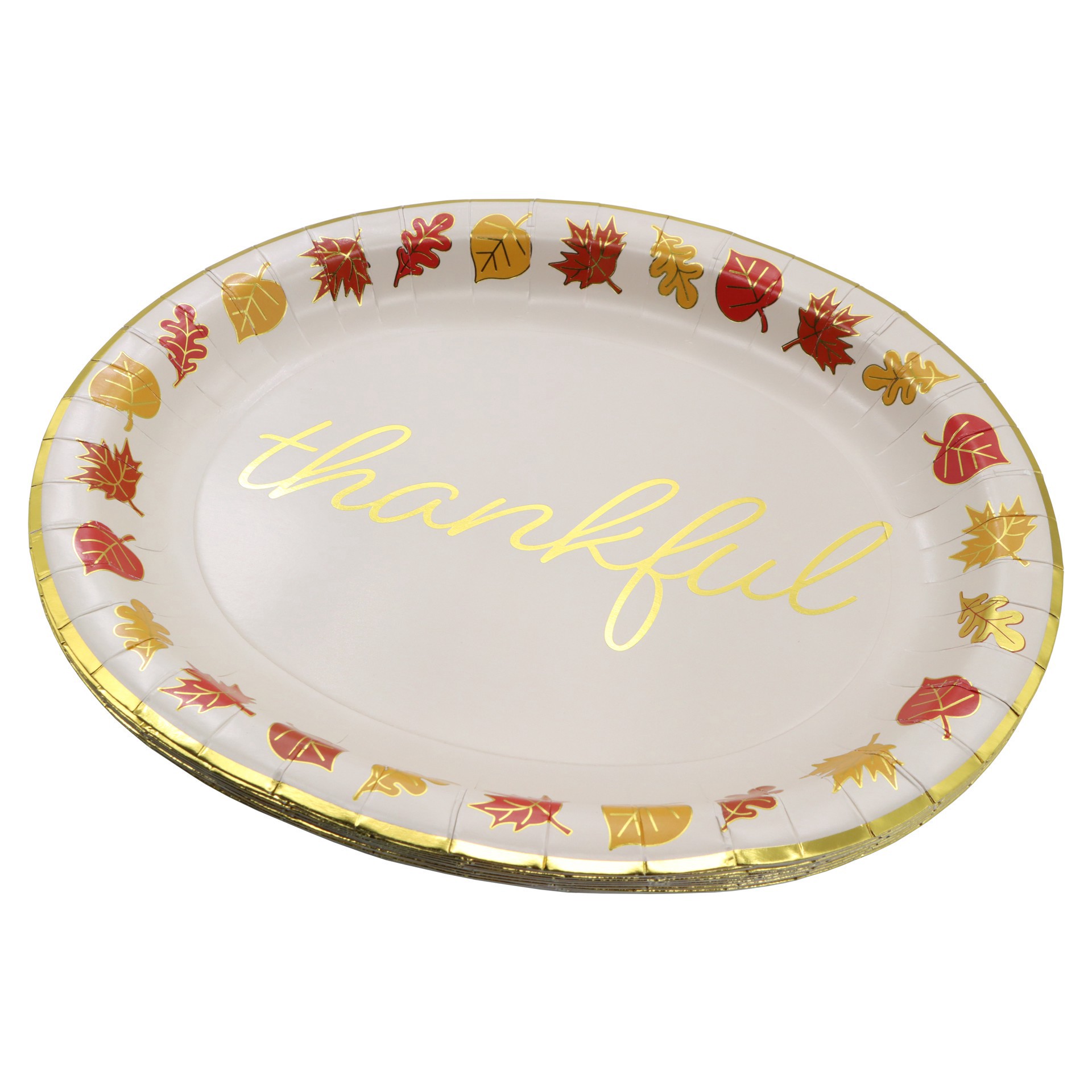 slide 3 of 3, 12" Oval Thankful Leaves Paper Plates, 12ct. By Celebrate It, 12 ct