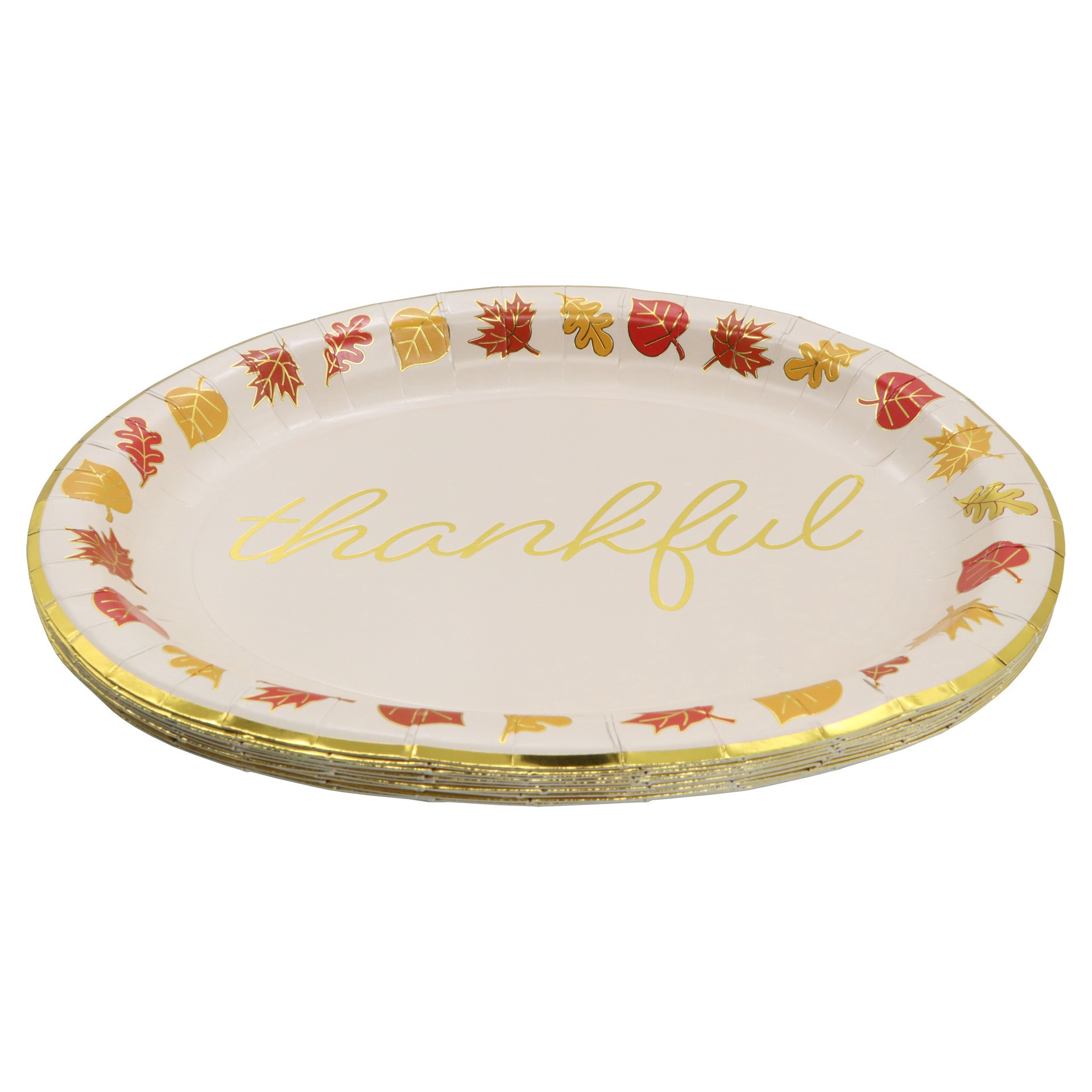 slide 2 of 3, 12" Oval Thankful Leaves Paper Plates, 12ct. By Celebrate It, 12 ct