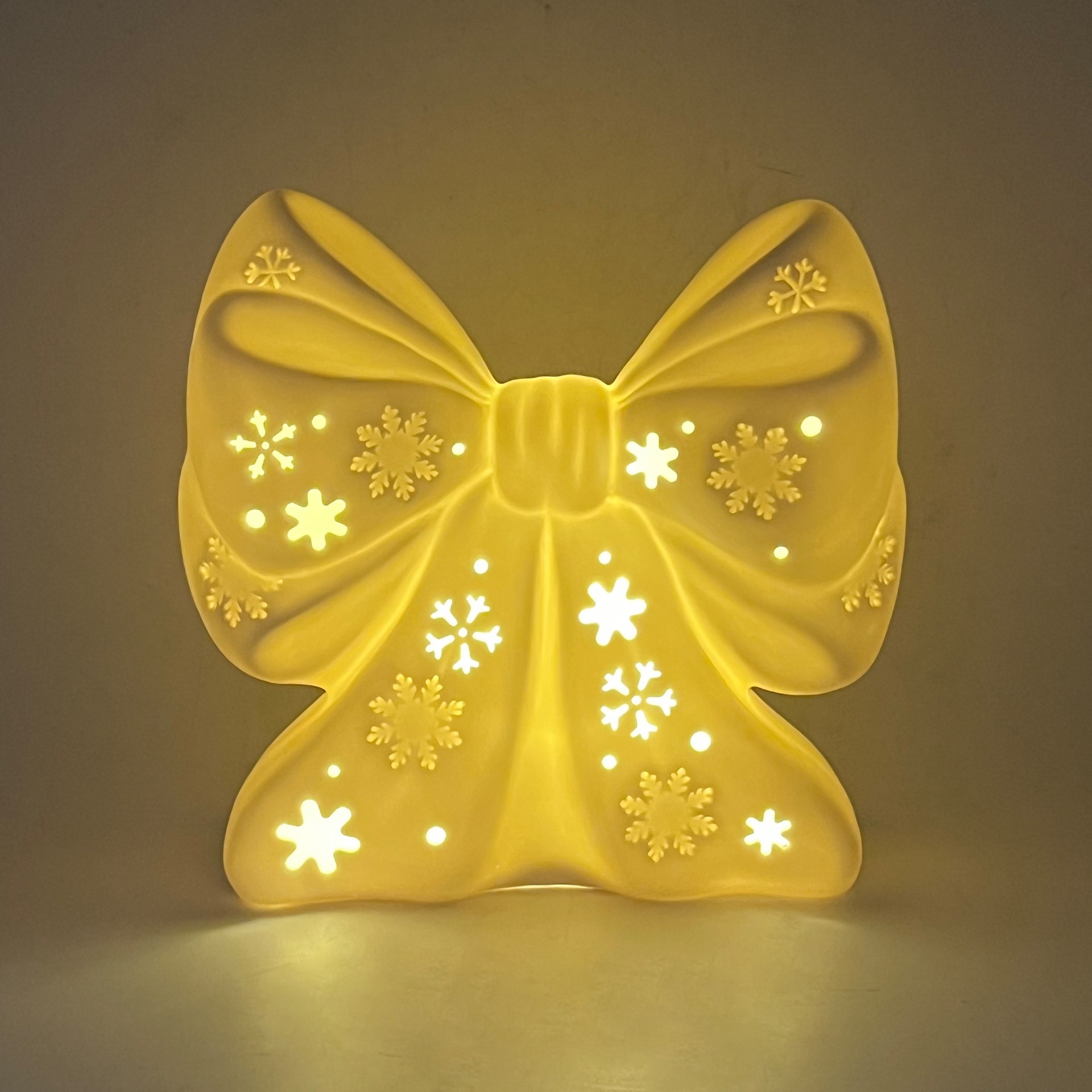 slide 7 of 7, 7.5" Led Diy Ceramic Snowflake Bow Decor By Make Market, 7.6 in x 3.11 in x 7.2 in