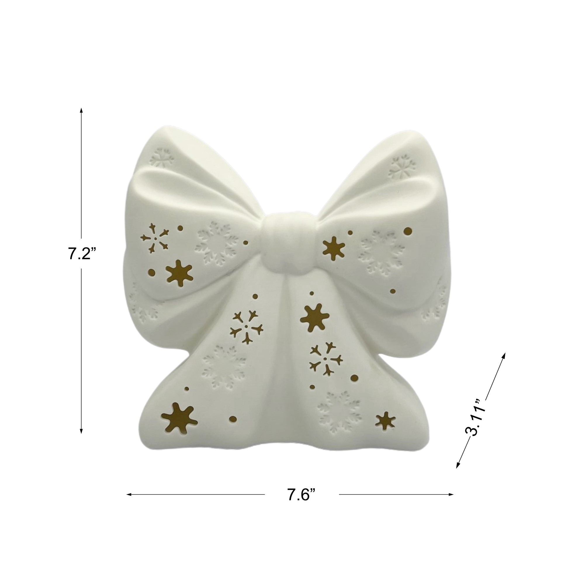 slide 2 of 7, 7.5" Led Diy Ceramic Snowflake Bow Decor By Make Market, 7.6 in x 3.11 in x 7.2 in