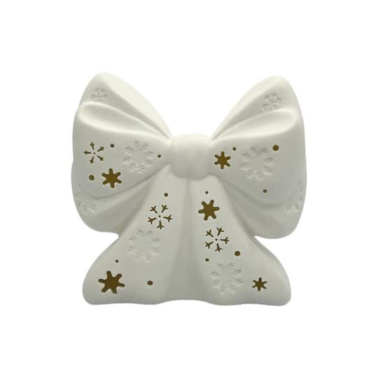 slide 1 of 7, 7.5" Led Diy Ceramic Snowflake Bow Decor By Make Market, 7.6 in x 3.11 in x 7.2 in