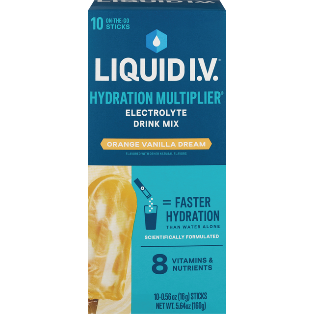 slide 1 of 1, Liquid I.v. Hydration Multiplier Electrolyte Drink Mix, Orange Vanilla, 10 Ct, 10 ct