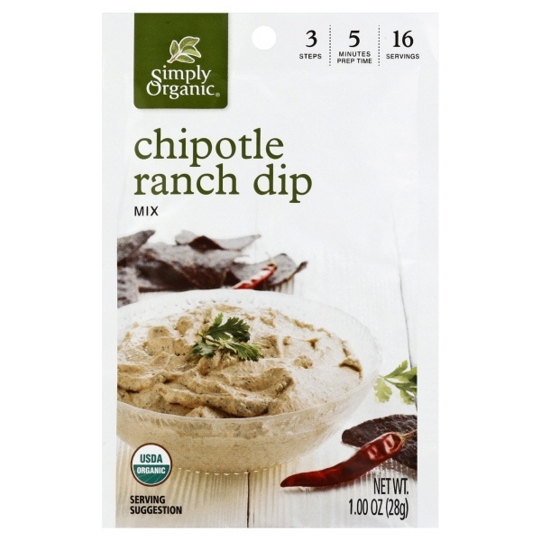 slide 1 of 1, Simply Organic Organic Chipotle Ranch Dip Mix, 1 oz