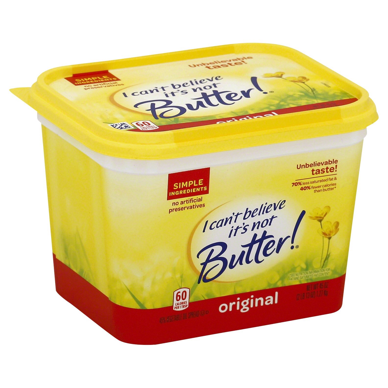 slide 1 of 8, I Can't Believe It's Not Butter! Original Vegetable Oil Spread, 45 oz