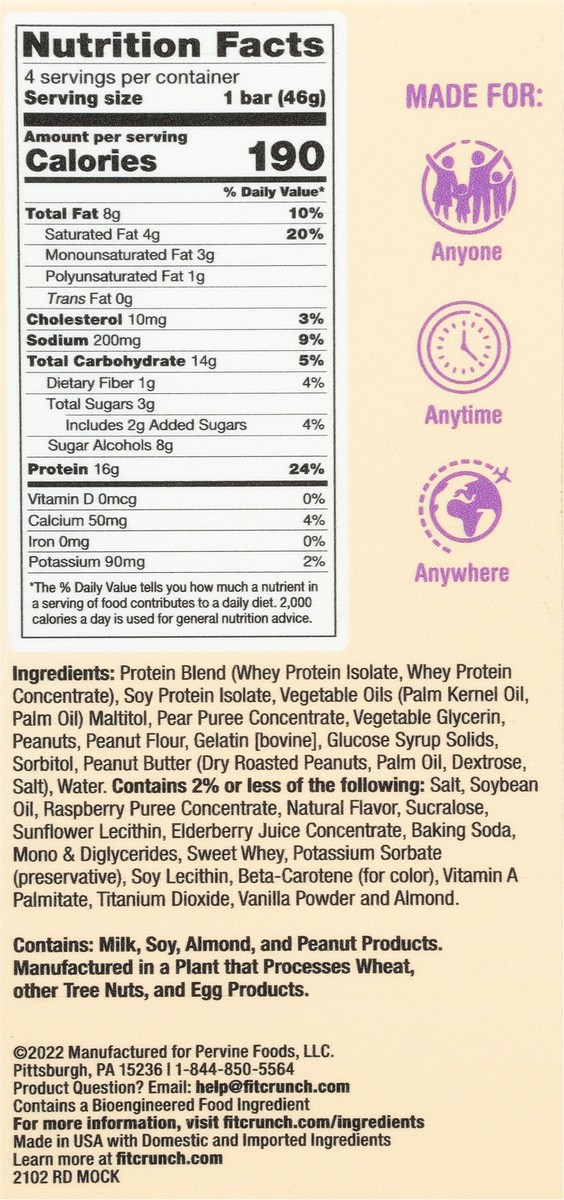 slide 7 of 13, FITCRUNCH High Protein Peanut Butter and Jelly Baked Bar 5 - 1.62 oz Bars, 1.62 oz