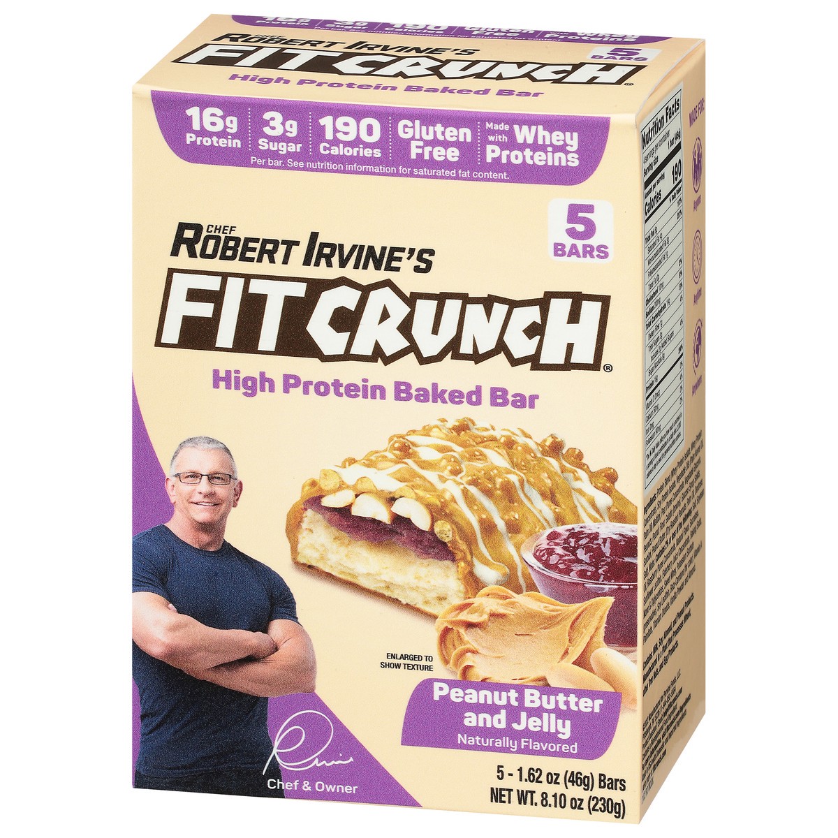 slide 8 of 13, FITCRUNCH High Protein Peanut Butter and Jelly Baked Bar 5 - 1.62 oz Bars, 1.62 oz