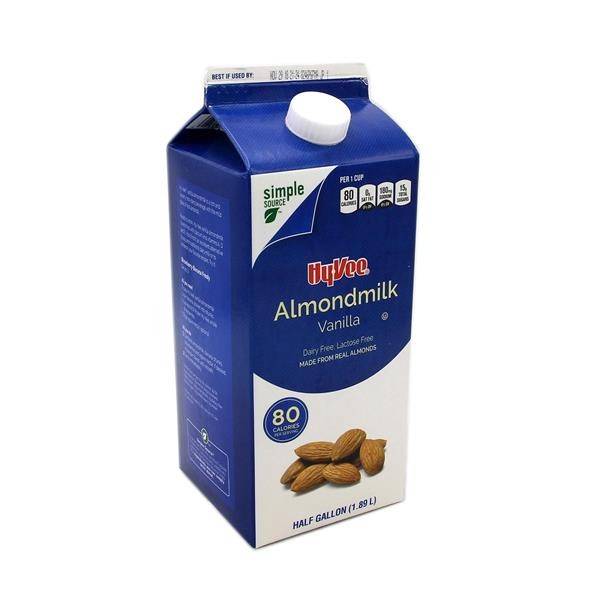slide 1 of 1, Hy-Vee All Natural Vanilla Almond Milk, 1/2 gal