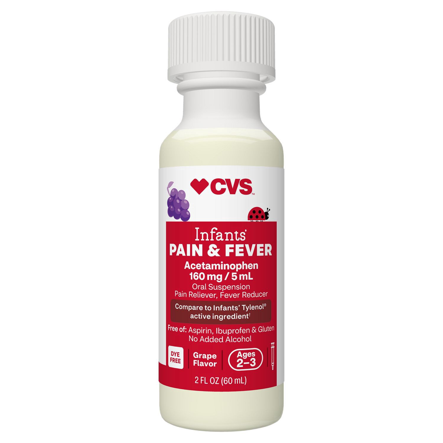 slide 3 of 7, CVS Infant's Pain Relief Suspension, Dye Free, Grape Flavor, 2 Oz, 2 oz