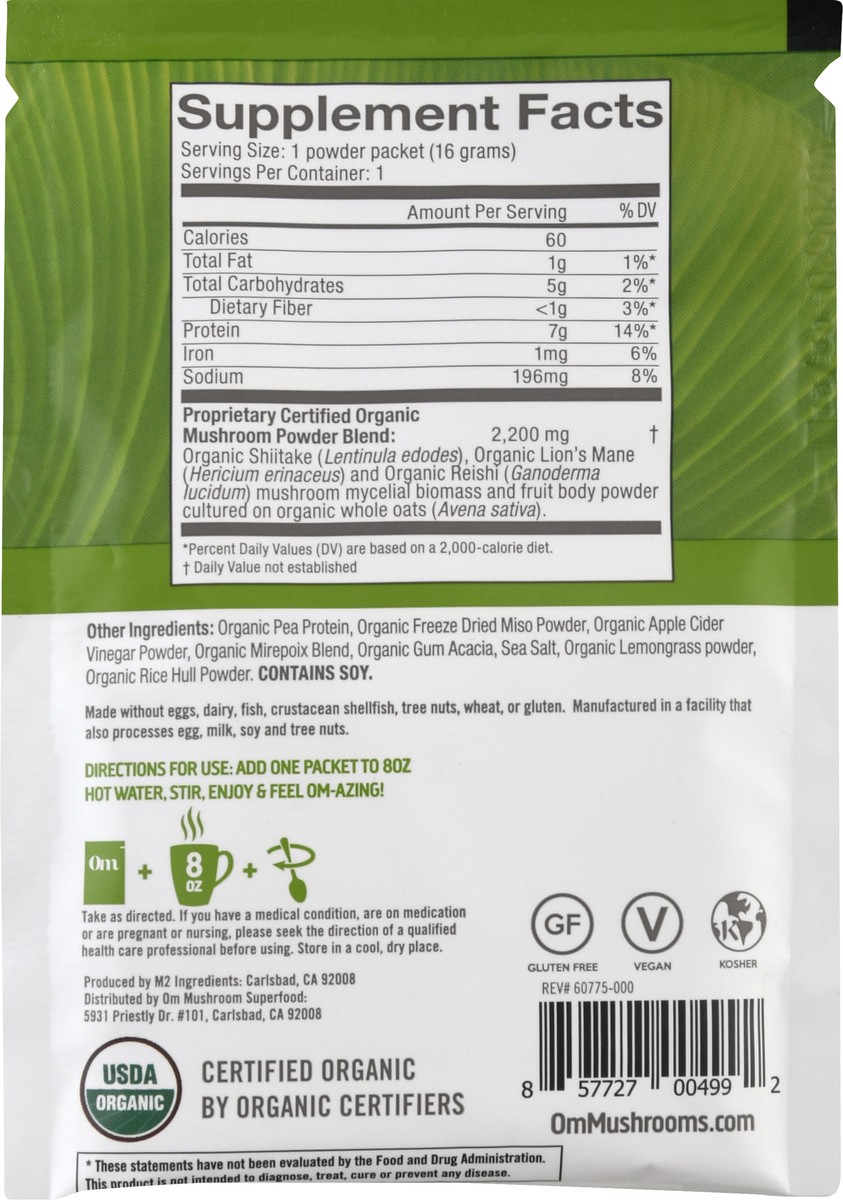 slide 2 of 12, Om Mighty Veggie Miso Broth Drink Mix 16 gr, 0.56 oz