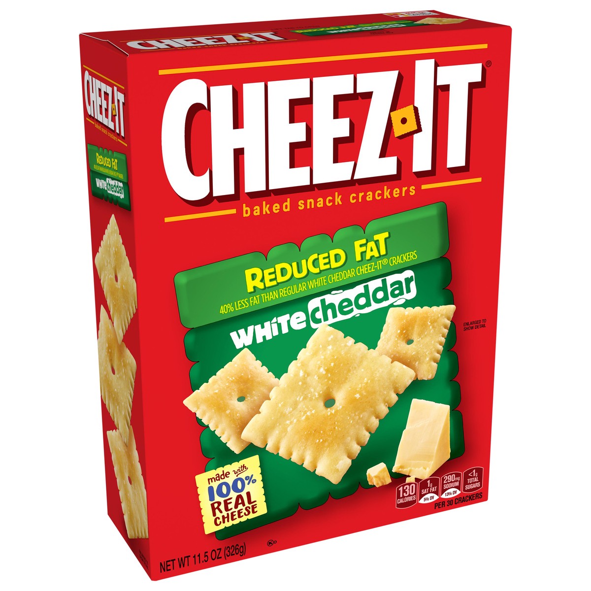 slide 2 of 10, Cheez-It Reduced Fat White Cheddar Baked Snack Cheese Crackers, 11.5 oz