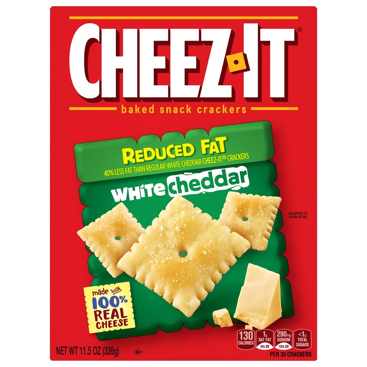 slide 1 of 10, Cheez-It Reduced Fat White Cheddar Baked Snack Cheese Crackers, 11.5 oz