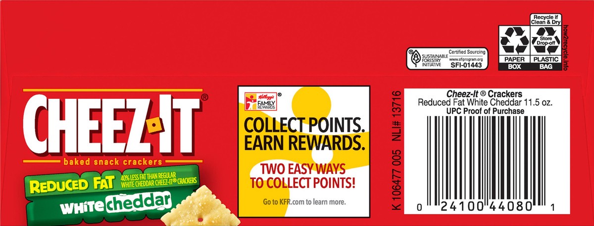 slide 7 of 10, Cheez-It Reduced Fat White Cheddar Baked Snack Cheese Crackers, 11.5 oz