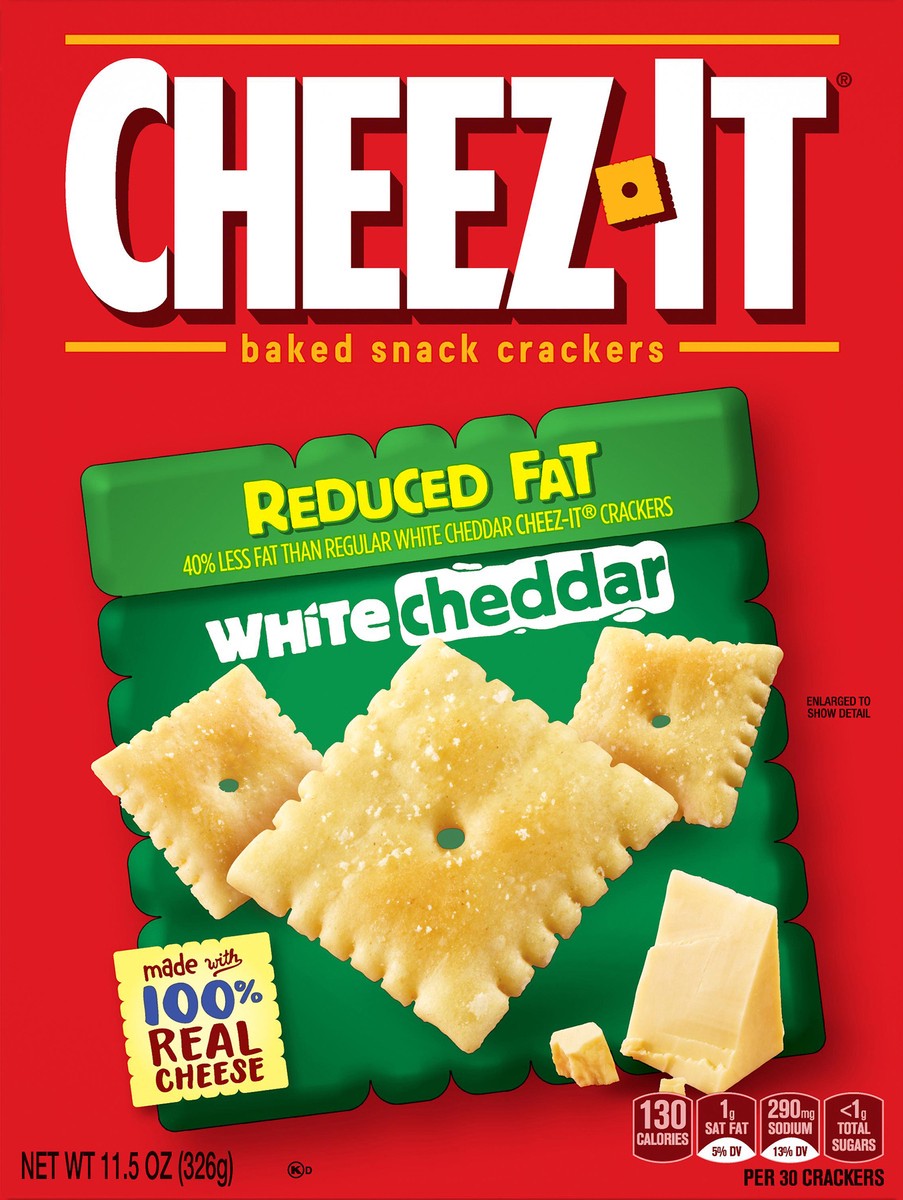 slide 8 of 10, Cheez-It Reduced Fat White Cheddar Baked Snack Cheese Crackers, 11.5 oz