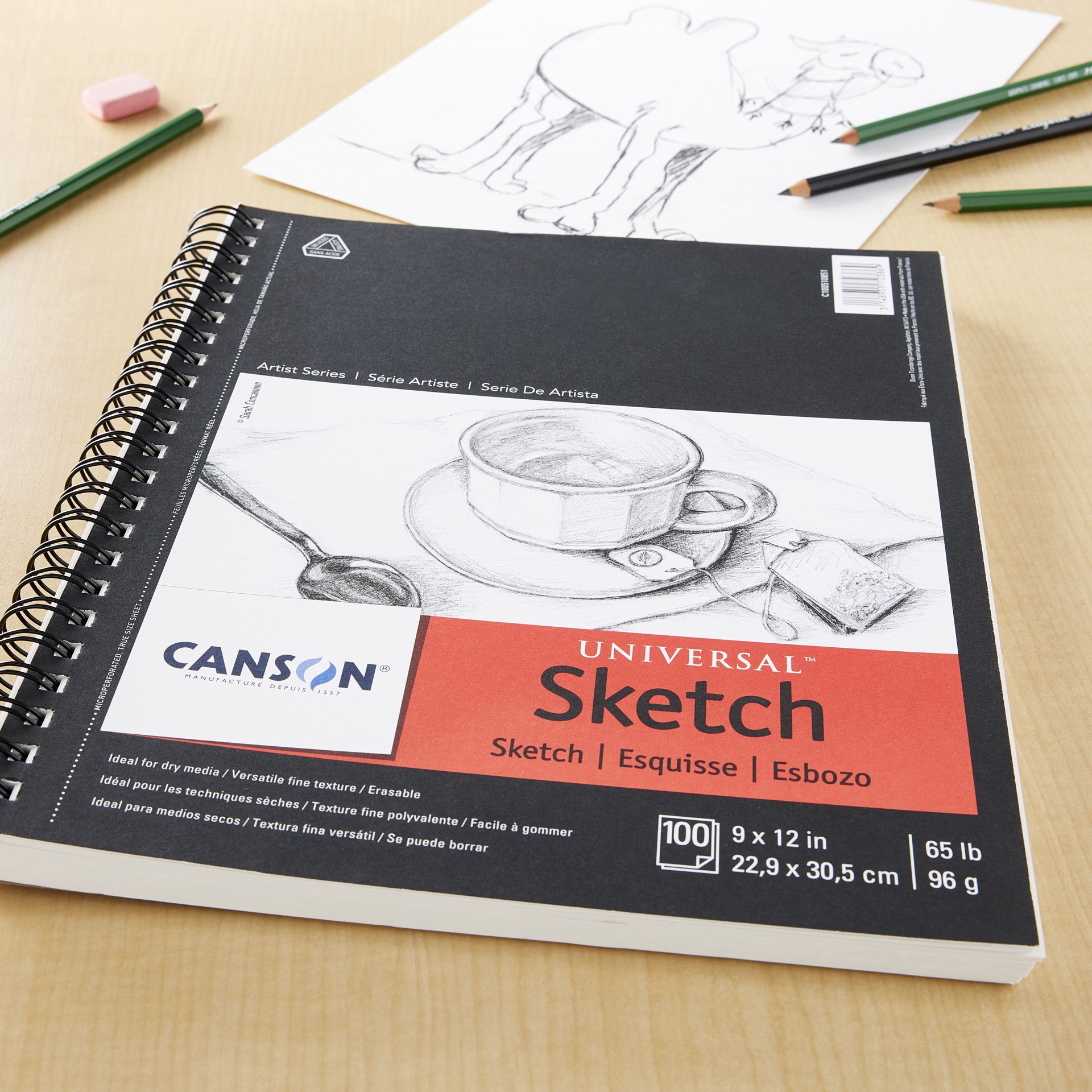 slide 2 of 3, Canson Universal Sketch Pad, 9 in x 12 in