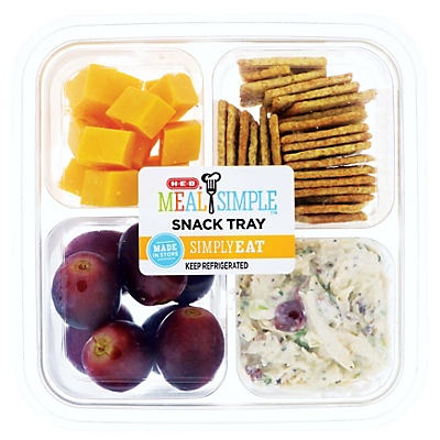 slide 1 of 1, H-E-B Meal Simple Cranberry Pecan Turkey Salad Snack Tray, 14 oz