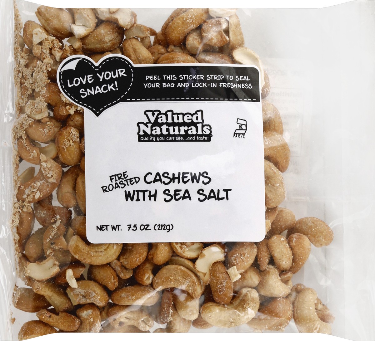 slide 1 of 1, Valued Naturals Cashews With Sea Salt, 7.5 oz