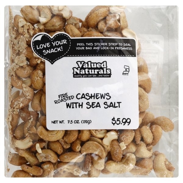 slide 1 of 1, Valued Naturals Cashews With Sea Salt, 7.5 oz