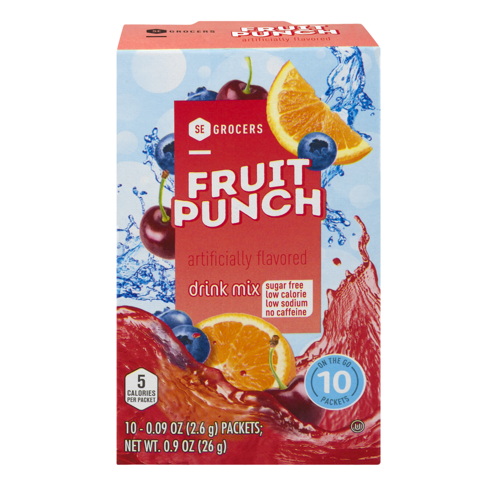 slide 1 of 1, SE Grocers Fruit Punch Drink Mx, 10 ct