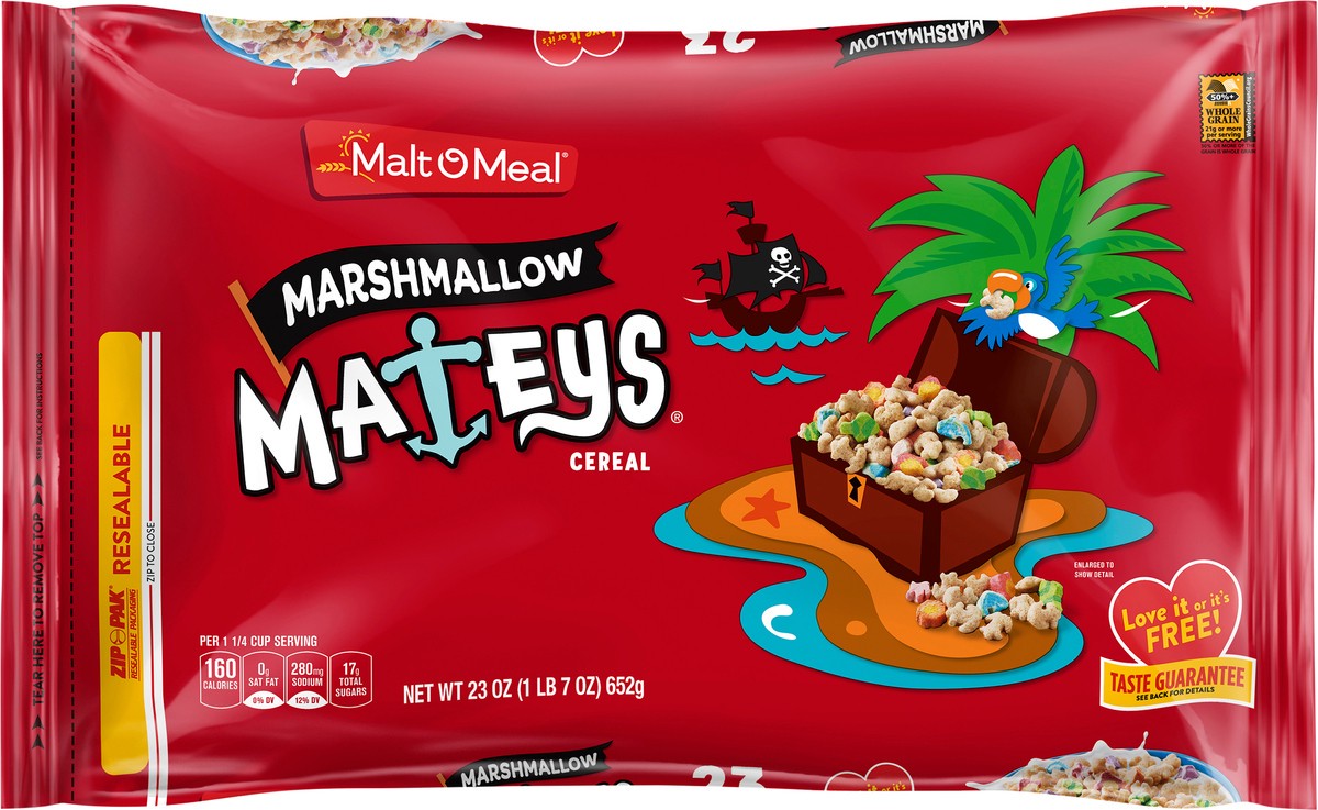 slide 2 of 7, Malt-O-Meal Marshmallow Mateys Breakfast Cereal with Marshmallow Bits, 23 OZ Bag, 23 oz