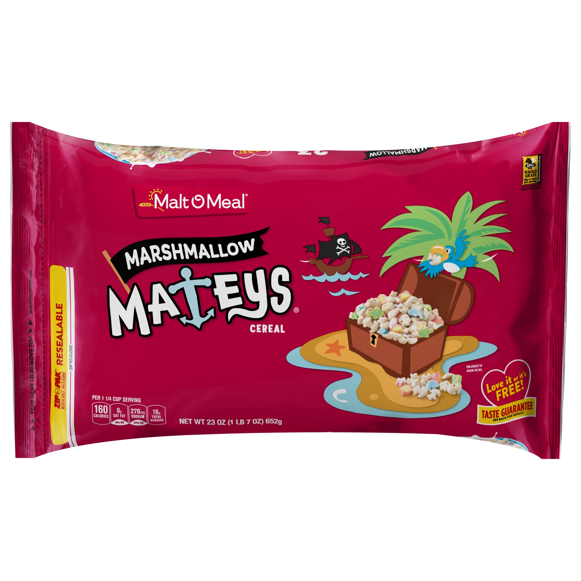 slide 1 of 7, Malt-O-Meal Marshmallow Mateys Breakfast Cereal with Marshmallow Bits, 23 OZ Bag, 23 oz