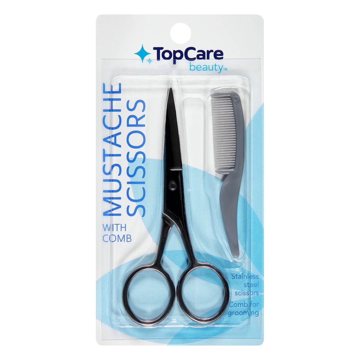 slide 1 of 2, TopCare Moustache Scissors With Comb, 1 ct