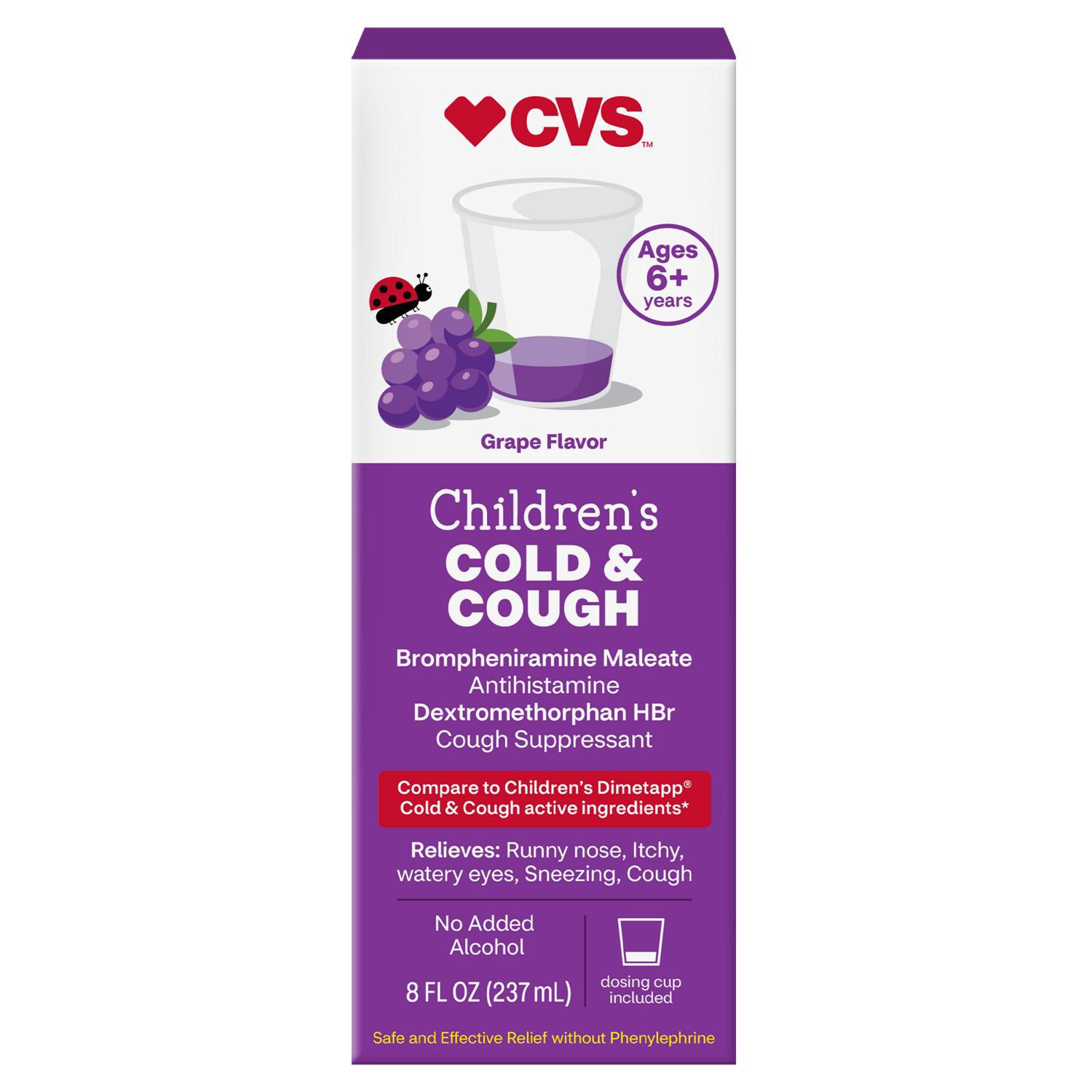 slide 1 of 8, Cvs Health Children's Cold & Cough Relief Grape Liquid, 8 Oz, 8 oz