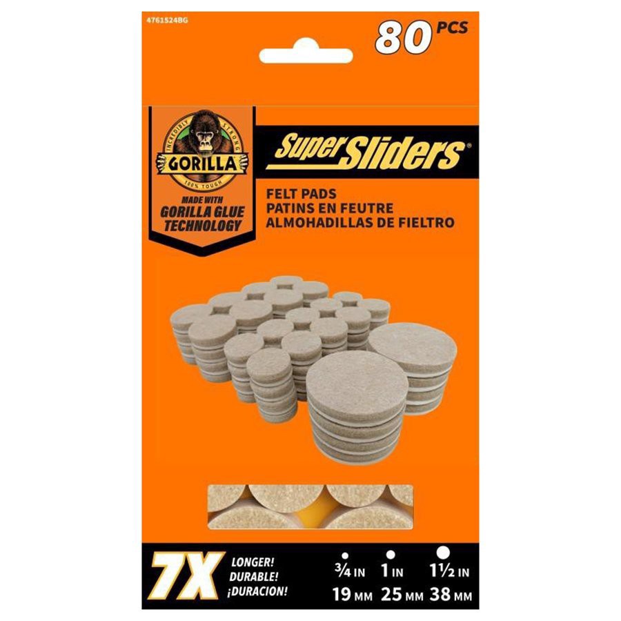 slide 1 of 1, Gorilla SuperSliders Felt Pads, 80 ct