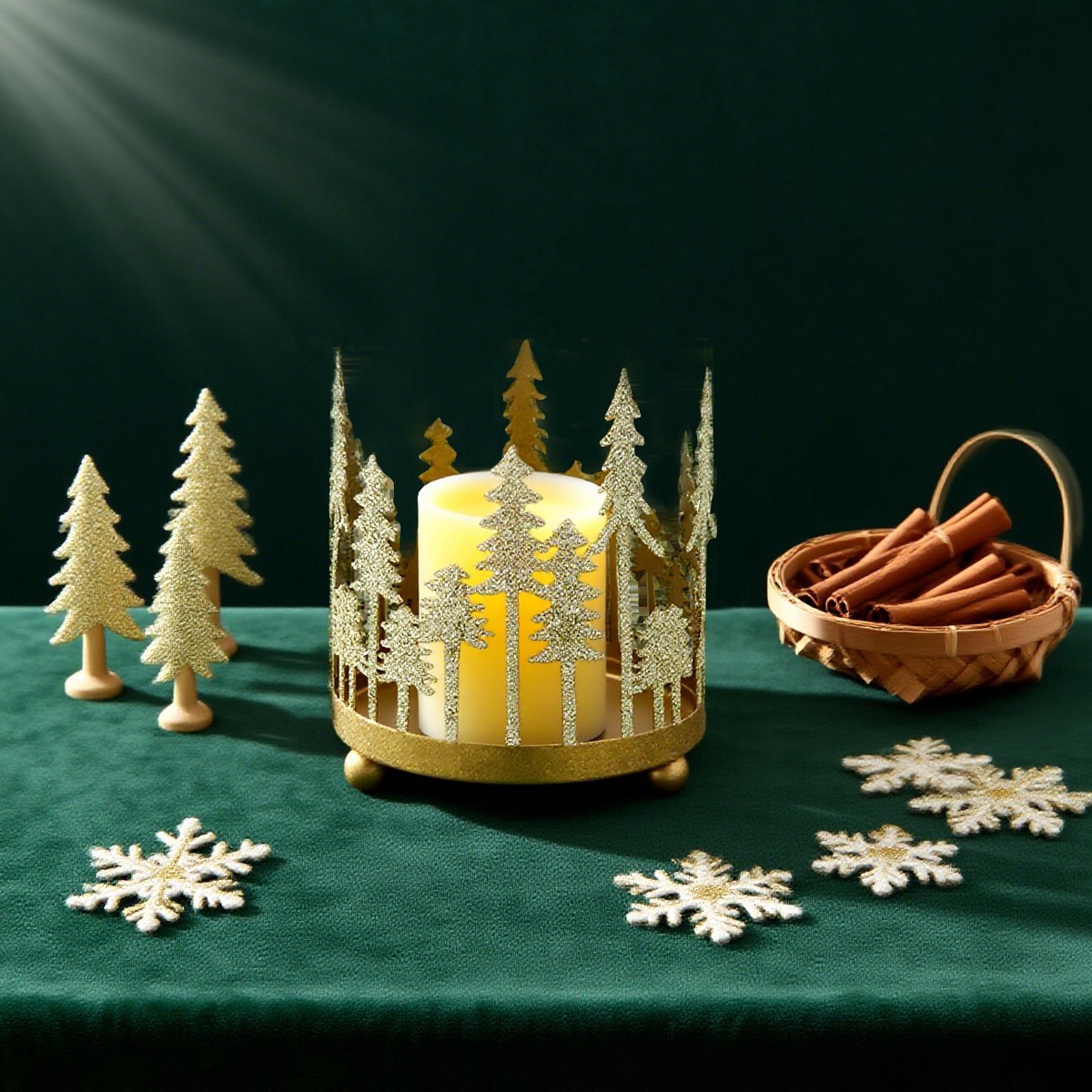 slide 4 of 4, 4.25" Gold Metal Trees Candle Holder By Ashland, 4 in x 4 in x 4.25 in