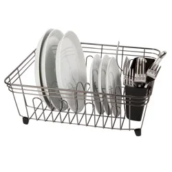 Dish Drain With Utensil Caddy - Black