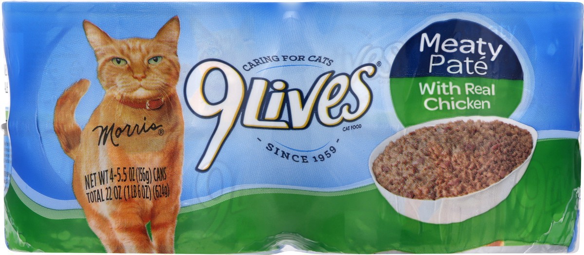 slide 6 of 10, 9Lives Cat Food, Meaty Paté w/ Real Chicken, 5.5 oz, 4 ct